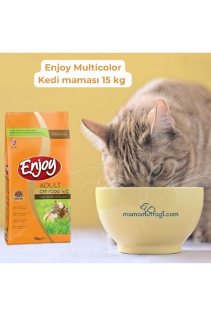 İstanbul Sevkiyat Ürünü \ Enjoy Multicolor Yetişkin Renkli Kedi Maması 15 Kg