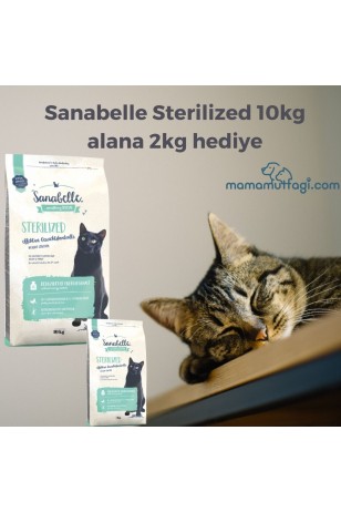 Sanabelle Sterilized Kısırlaştırılmış Yetişkin Kedi Maması 10 Kg- 2 Kg Hediye \ İstanbul içi Özel Sevkiyat