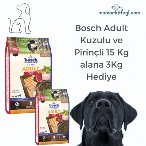 Bosch Adult Kuzulu ve Pirinçli Yetişkin Köpek Maması15 Kg - 3Kg Hediyeli