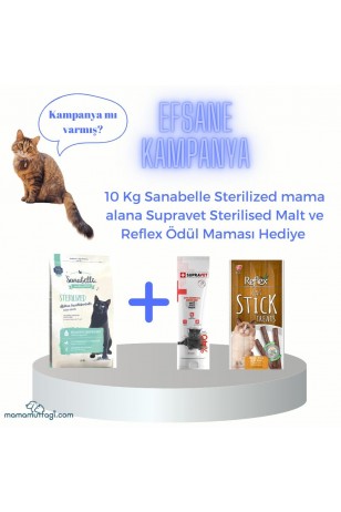 Sanabelle Sterilised Kısırlaştırılmış Yetişkin Kedi Maması 10 Kg- Malt ve Stick Hediyeli!