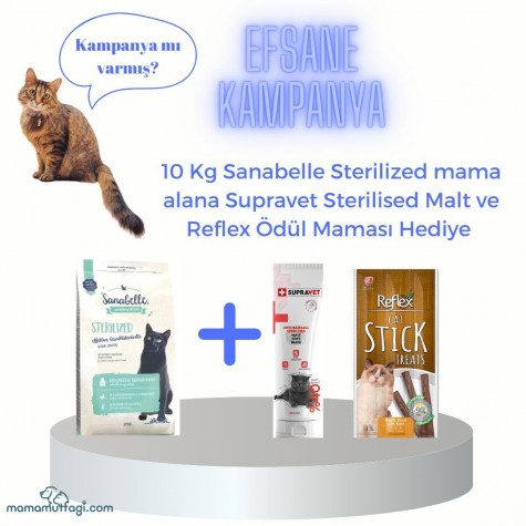 Sanabelle Sterilised Kısırlaştırılmış Yetişkin Kedi Maması 10 Kg- Malt ve Stick Hediye\ İstanbul içi Özel Sevkiyat Ürünü