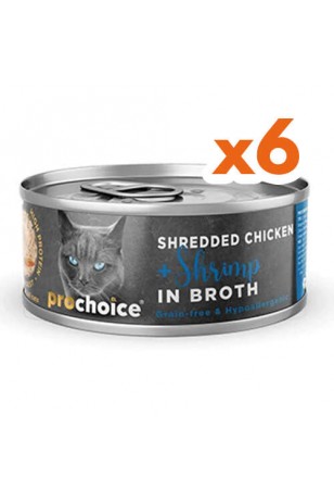 Prochoice Deluxe  Shredded Chicken & Shrimp In Broth 70 Gr x 6 Adet