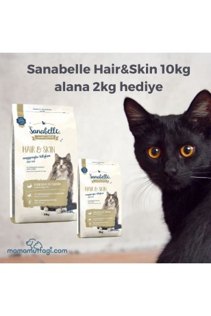 Sanabelle Hair&Skin Yetişkin Kedi Maması 10 Kg- 2Kg Hediye \ İstanbul içi Özel Sevkiyat