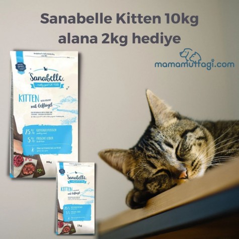 Sanabelle Kitten Yavru Kedi Maması 10 Kg- 2 Kg Hediye\ İstanbul içi Özel Sevkiyat