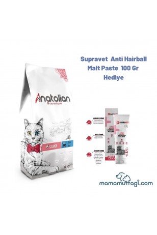 Anatolian Premium Somonlu Yetişkin Kedi Maması 10 Kg ( Supravet Malt Hediyeli )