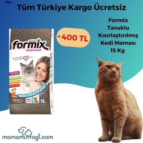 Formix Tavuklu Kısır Kedi Maması 15 Kg- Türkiye Ücretsiz Kargo 