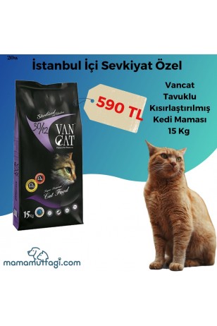 Vancat Tavuklu Kısırlaştırılmış Kedi Maması 15 Kg- İstanbul Sevkiyat Ürünü