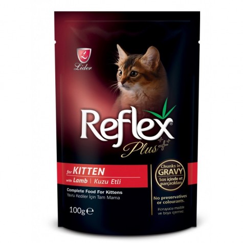 Reflex Plus Kuzulu Pouch Yavru Kedi Konserve Sos İçinde Et Parçacıklı 100 Gr