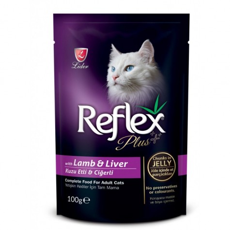 Reflex Plus Kuzulu Ve Ciğerli Pouch Kedi Konserve Jöle İçinde Et Parçacıklı 100 Gr