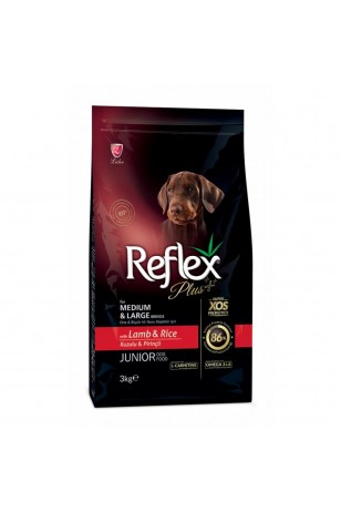 Reflex Plus Orta Büyük Irk Kuzulu Pirinçli Yavru Köpek Maması 3 Kg