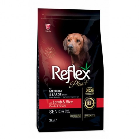 Reflex Plus Orta Büyük Irk Kuzu Pirinç Yaşlı Köpek Maması 3 Kg