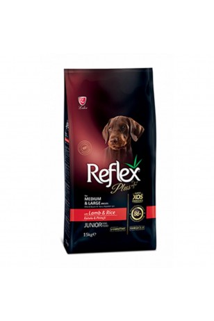 Reflex Plus Orta Büyük Irk Kuzulu Pirinçli Yavru Köpek Maması 15 Kg