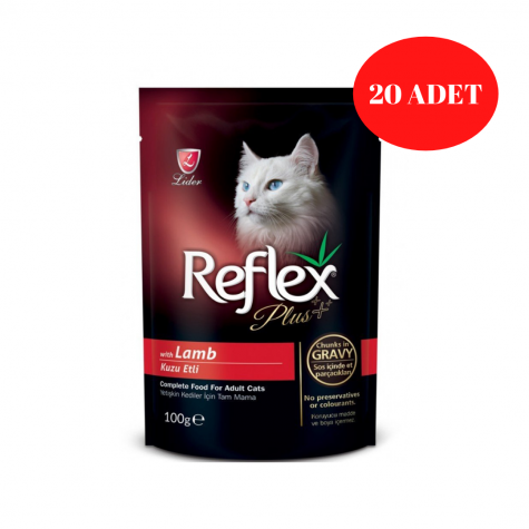 Reflex Plus Kuzulu Pouch Yetişkin Kedi Konserve Sos İçinde Et Parçacıklı 100 Gr  x 20 Adet